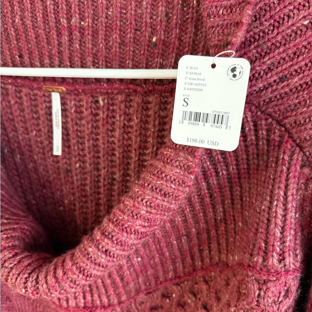 Free People New Dream Spillover Sweater - Wine Red - Size Small - NWT - Picture 6 of 16